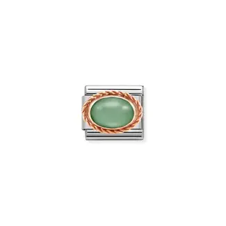 Nomination Nomination Schakel 430501-23 Composable Classic Staal met 9k Rosegouden Zetting Groen Aventurine