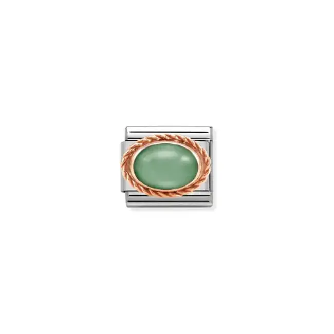 Nomination Nomination Schakel 430501-23 Composable Classic Staal met 9k Rosegouden Zetting Groen Aventurine