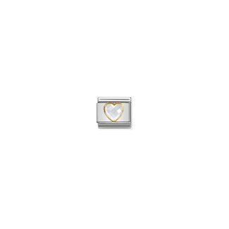 Nomination Nomination Schakel 030610-010 Composable Classic Staal met 18k Geelgoud Zetting met Witte Steen Heart