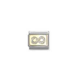 Nomination Nomination Schakel 030224-06 Composable Classic Staal met 18k Geelgouden Glitter Plates Infinity