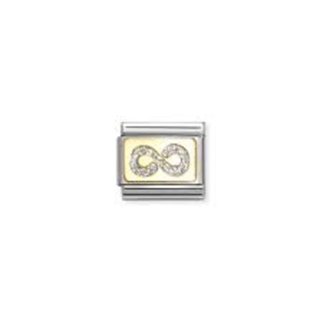 Nomination Nomination Schakel 030224-06 Composable Classic Staal met 18k Geelgouden Glitter Plates Infinity