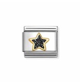 Nomination Nomination Schakel 030220-20 Composable Classic Staal met 18k Geelgouden Black Star Glitter