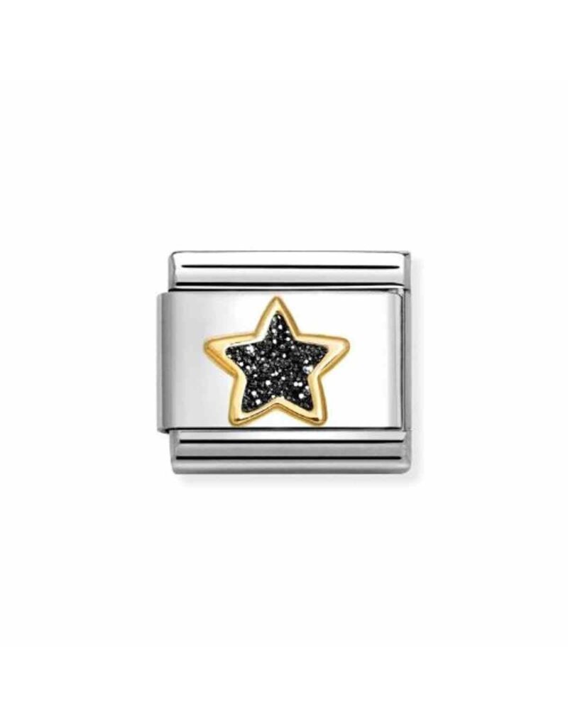 Nomination Nomination Schakel 030220-20 Composable Classic Staal met 18k Geelgouden Black Star Glitter