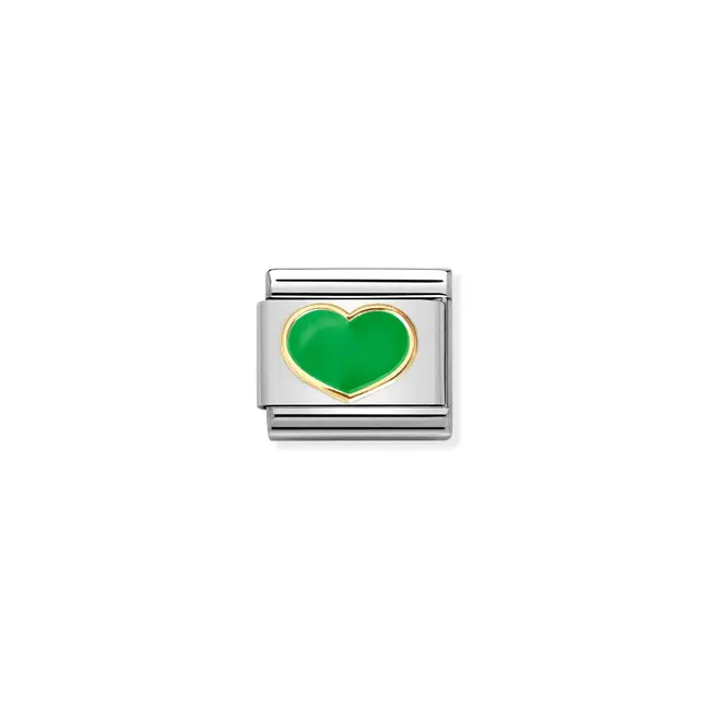 Nomination Nomination Schakel 030283-23 Composable Classic Staal met 18k Geelgouden Green Heart