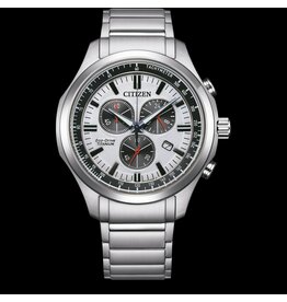 Citizen Citizen AT2530-85A horloge heren chrono eco-drive  in super titanium witte wijzerplaat met zwarte chrono ogen