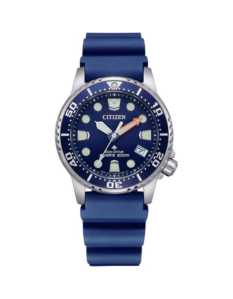 Citizen Citizen EO2021-05L horloge dames 32 mm staal diver eco-drive 200m waterdicht blauwe wijzerplaat en  kunstof blauwe  band