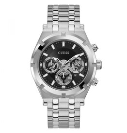 Guess Guess GW0260G1 horloge heren staal chrono met zwarte wijzerplaat en stalen accenten