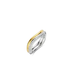 Ti Sento Milano Ti Sento Ring 12262ZY/60 golvend half verguld  met zirkonia's