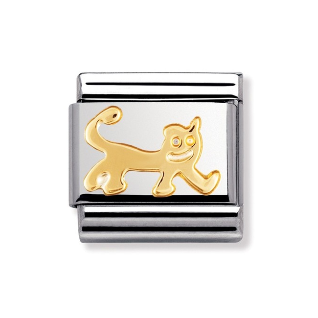 Nomination Nomination Schakel 030112-21 Composable Classic Staal met 18k Geelgouden Kat