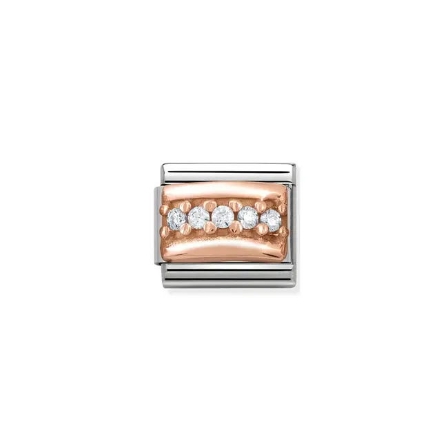 Nomination Nomination Schakel 430304-01 Composable Classic Staal 9k Rosegoud met Zirkonia