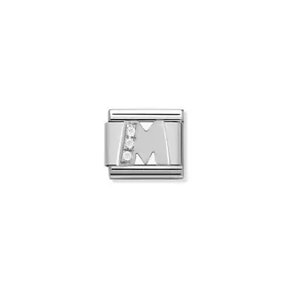 Nomination Nomination Schakel 330301-13 Composable Classic Staal met Zilver en Zironia Letter M