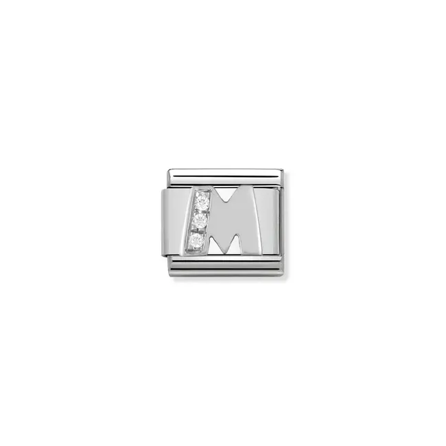 Nomination Nomination Schakel 330301-13 Composable Classic Staal met Zilver en Zironia Letter M