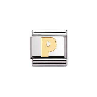 Nomination Nomination Schakel 030101-16 Composable Classic Staal met 18k Geelgouden Letter P