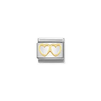 Nomination Nomination Schakel 030116-03 Composable Classic Staal met 18k Geelgouden Dubbel Hart
