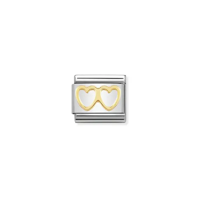 Nomination Nomination Schakel 030116-03 Composable Classic Staal met 18k Geelgouden Dubbel Hart