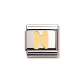 Nomination Nomination Schakel 030101-14 Composable Classic Staal met 18k Geelgouden Letter N