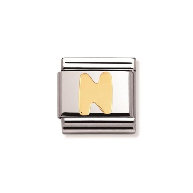 Nomination Nomination Schakel 030101-14 Composable Classic Staal met 18k Geelgouden Letter N