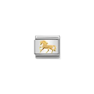 Nomination Nomination Schakel 030149-26 Composable Classic Staal met 18k Geelgouden Paard