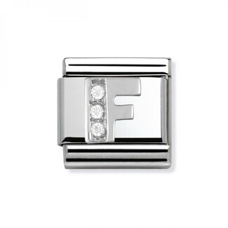 Nomination Nomination Schakel 330301-06 Composable Classic Staal met Zilver en Zirkonia Letter F