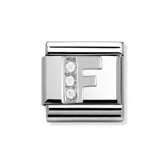Nomination Nomination Schakel 330301-06 Composable Classic Staal met Zilver en Zirkonia Letter F