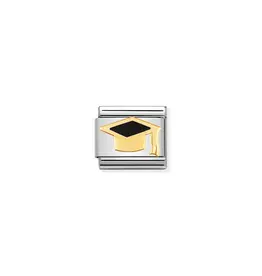 Nomination Nomination Schakel 030223-08 Composable Classic Staal met 18k Geelgouden Black Graduate Hat