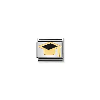 Nomination Nomination Schakel 030223-08 Composable Classic Staal met 18k Geelgouden Black Graduate Hat
