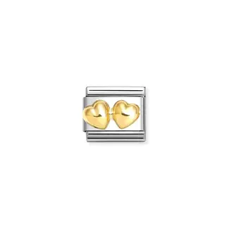 Nomination Nomination Schakel 030116-23 Composable Classic Staal met 18k Geelgouden Double Rounded Hearts