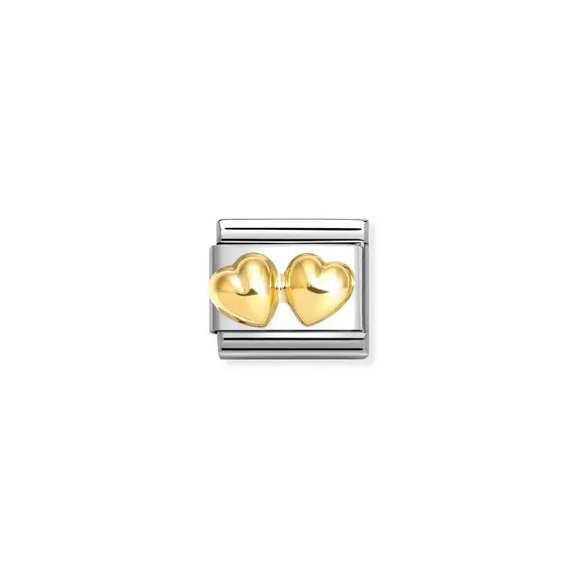 Nomination Nomination Schakel 030116-23 Composable Classic Staal met 18k Geelgouden Double Rounded Hearts