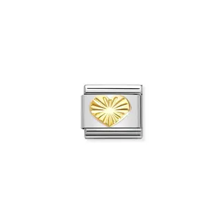Nomination Nomination Schakel 030149-51 Composable Classic Staal met 18k Geelgouden Diamond coated Heart