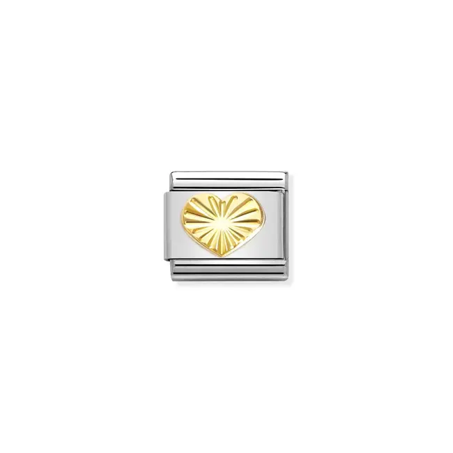 Nomination Nomination Schakel 030149-51 Composable Classic Staal met 18k Geelgouden Diamond coated Heart