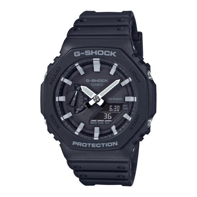 Casio G-Shock Casio G-Shock Horloge GA-2100-1AER Analoog Digitaal Zwart met Witte Wijzers