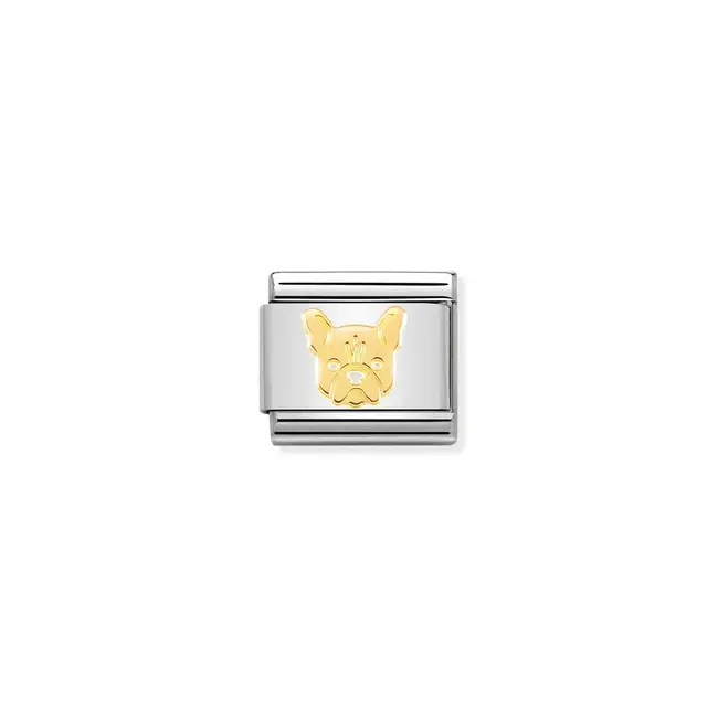 Nomination Nomination Schakel 030162-54 Composabel Classic Staal met 18k Geelgouden Frech Buldog