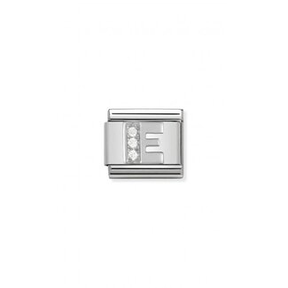 Nomination Nomination Schakel 330301-05 Composable Classic Staal met Zilver en Zirkonia Letter E