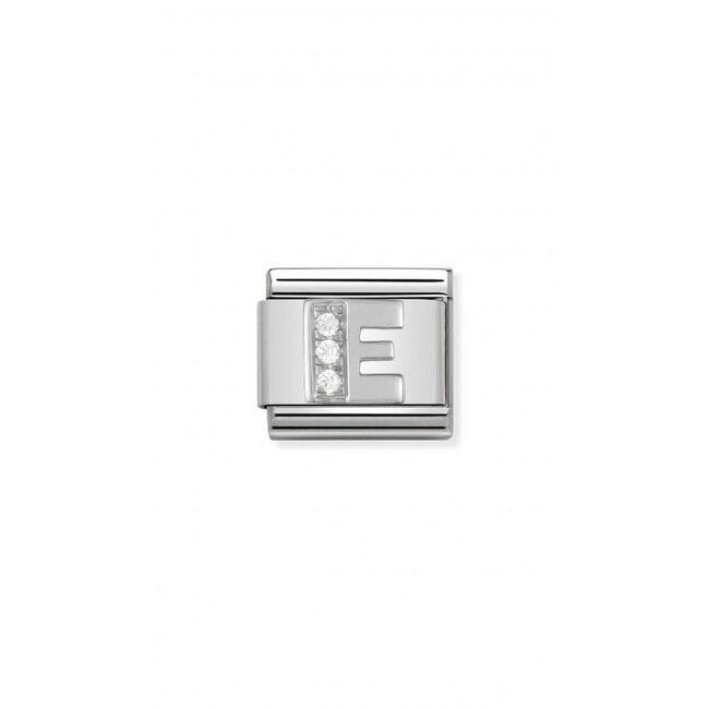 Nomination Nomination Schakel 330301-05 Composable Classic Staal met Zilver en Zirkonia Letter E