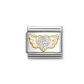 Nomination Nomination Schakel 030220/23 Composable Classic Staal met 18k Geelgouden Winged Heart