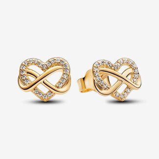 Pandora Pandora Oorbellen 262667C01 Zilver met 14k Geelgouden Plating  Hart Infinity