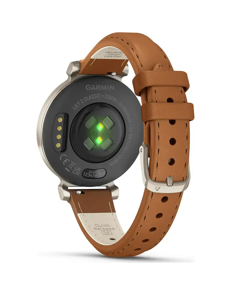 Garmin Garmin Smart Horloge 010-02839-02 Lily® 2 Classic Cream Gold met Bruine Leren Horlogeband