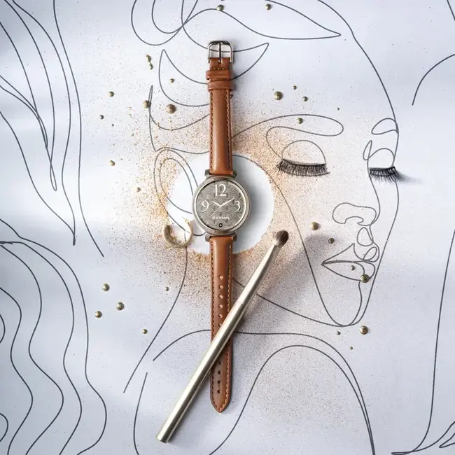 Garmin Garmin Smart Horloge 010-02839-02 Lily® 2 Classic Cream Gold met Bruine Leren Horlogeband