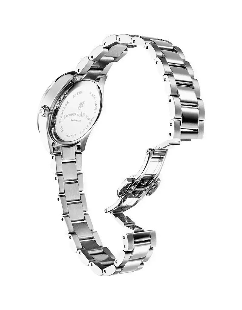 Jacques du Manoir Jacques du Manoir Horloge JLW01901 Staal met Witte Wijzerplaat en Zirkonia 31mm