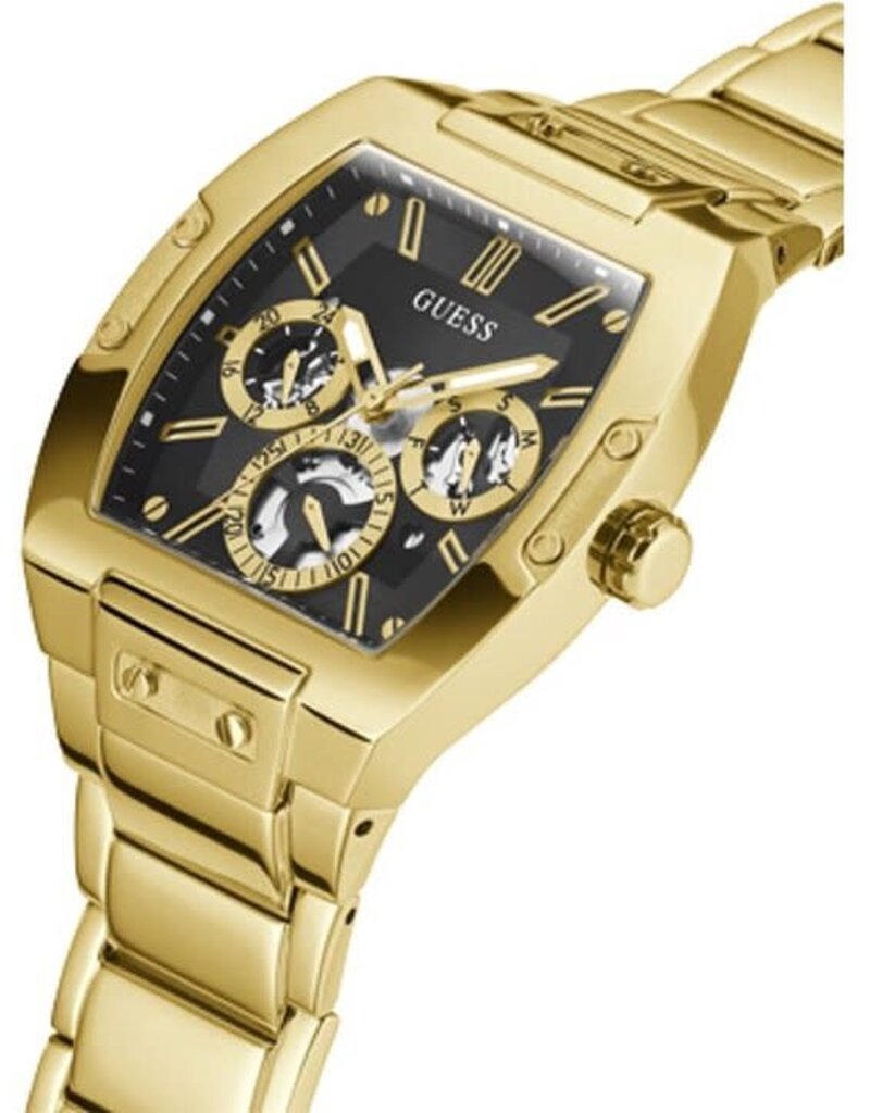 Guess Guess Heren Horloge GW0456G1 Staal met Geelgouden Plating Quartz Chronograaf met Zwarte Wijzerplaat