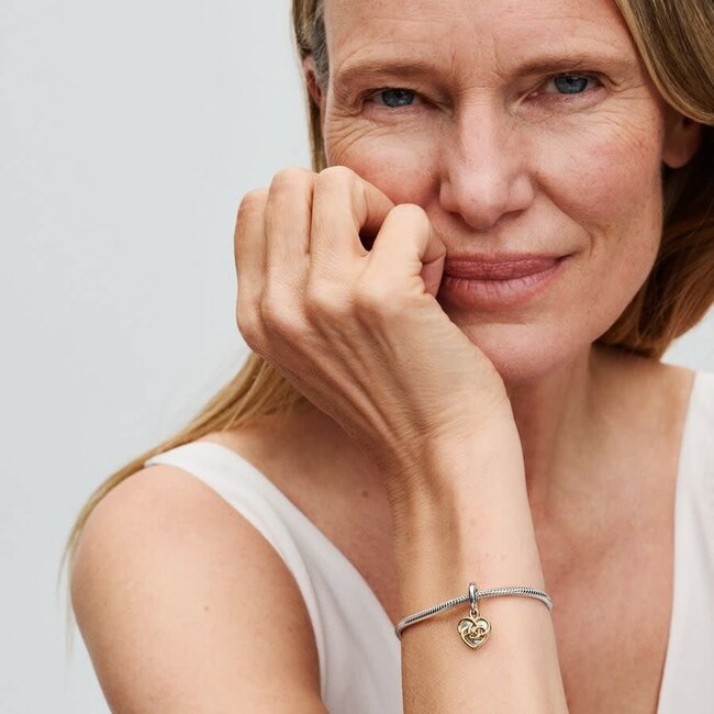 Pandora Pandora Bedel 763237C01 Zilver 14k Geelgouden Plating "Mom you're so precious to me"