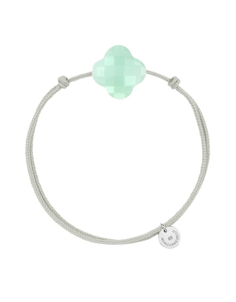Morganne Bello Morganne Bello Armband 1015X48B136 Mint Chrysoprase Clover with Mind Green Cord