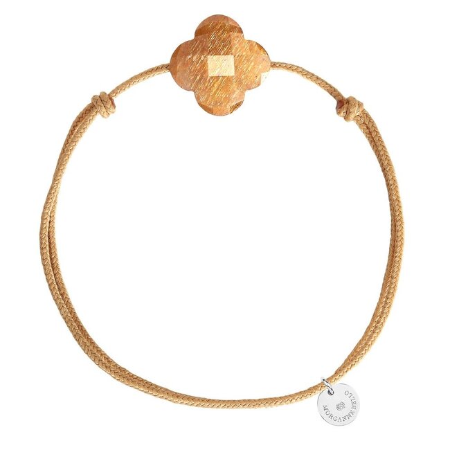 Morganne Bello Morganne Bello Armband 1015x13B180 Sunstone Clover with Brown Cord