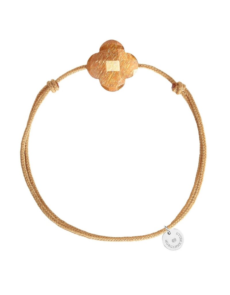 Morganne Bello Morganne Bello Armband 1015x13B180 Sunstone Clover with Brown Cord