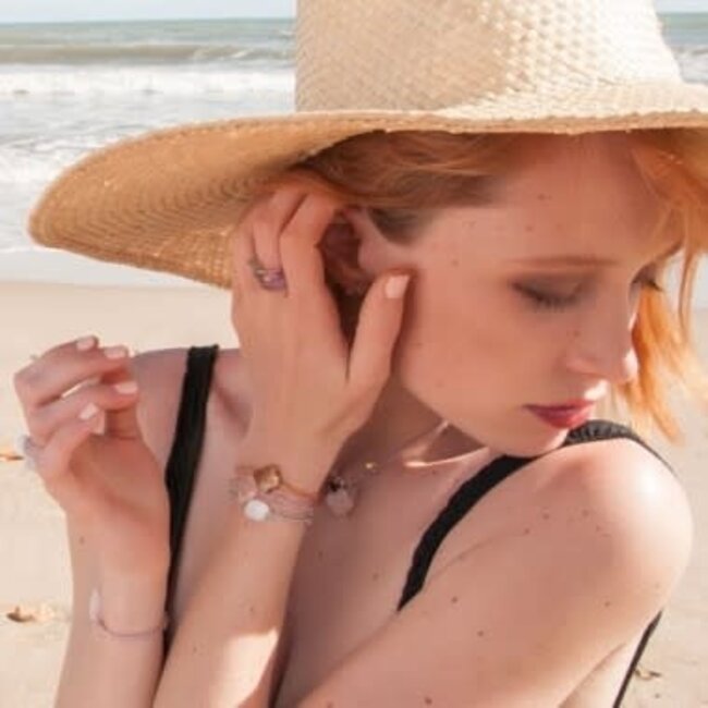 Morganne Bello Morganne Bello Armband 1015x13B180 Sunstone Clover with Brown Cord