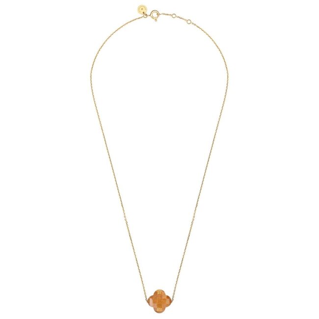 Morganne Bello Morganne Bello Collier 1013YB180 18k Geelgoud Golden Sunstone Clover 43-45cm
