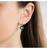 Morganne Bello Morganne Bello Oorbellen 1017YC285 18k Geelgoud Green Agate Clover