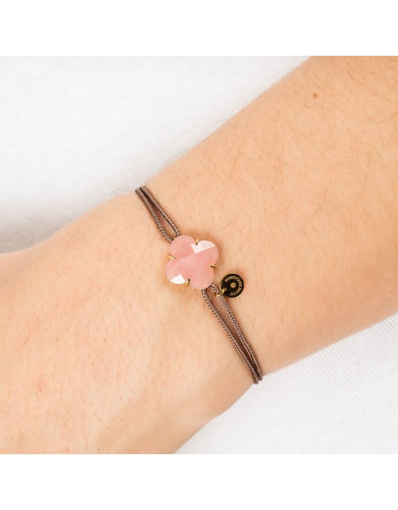 Morganne Bello Morganne Bello Armband 70x47YB145 18k Geelgoud Guava Quartz Victoria with Brown Cord One Size Fits All