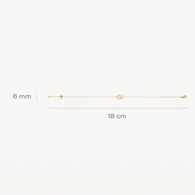 Blush Blush Armband 2223YZI 14k Geelgoud met 2x Cirkels met Briljant geslepen Zirkonia 18cm