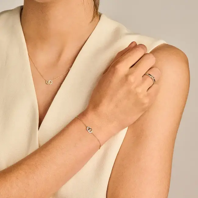 Blush Blush Armband 2223YZI 14k Geelgoud met 2x Cirkels met Briljant geslepen Zirkonia 18cm